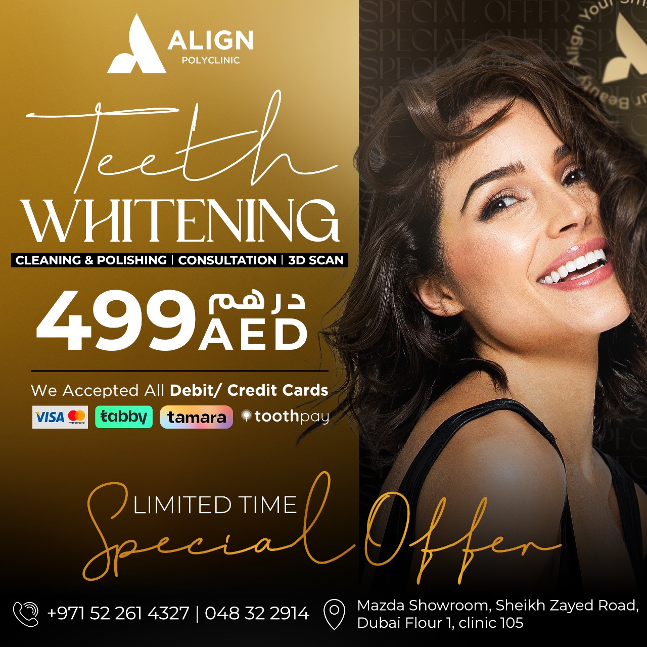 Teeth Whitening Special Offer only for 499 AED by Align Polyclinic Dubai